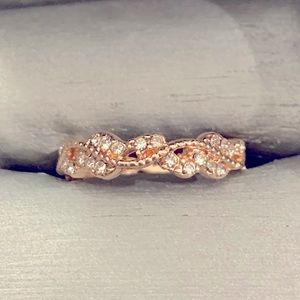 Rose Gold CZ Braided Wave Ring